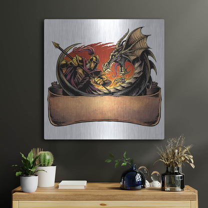 Luxe Metal Art 'Dragon and Knight' by Flyland Designs, Metal Wall Art,24x24