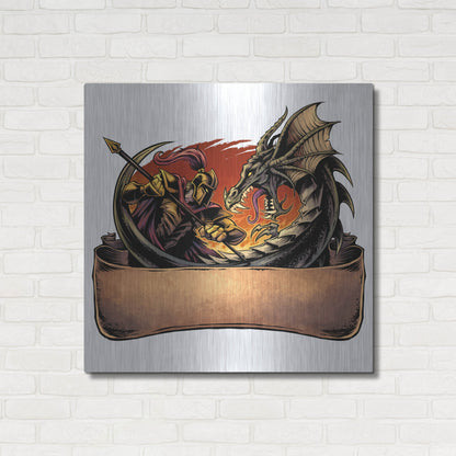 Luxe Metal Art 'Dragon and Knight' by Flyland Designs, Metal Wall Art,36x36