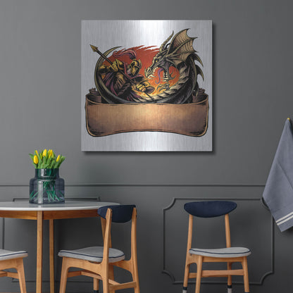Luxe Metal Art 'Dragon and Knight' by Flyland Designs, Metal Wall Art,36x36