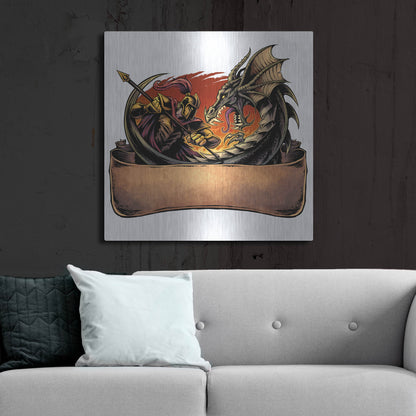 Luxe Metal Art 'Dragon and Knight' by Flyland Designs, Metal Wall Art,36x36
