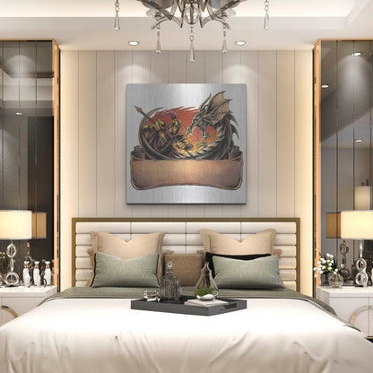 Luxe Metal Art 'Dragon and Knight' by Flyland Designs, Metal Wall Art,36x36