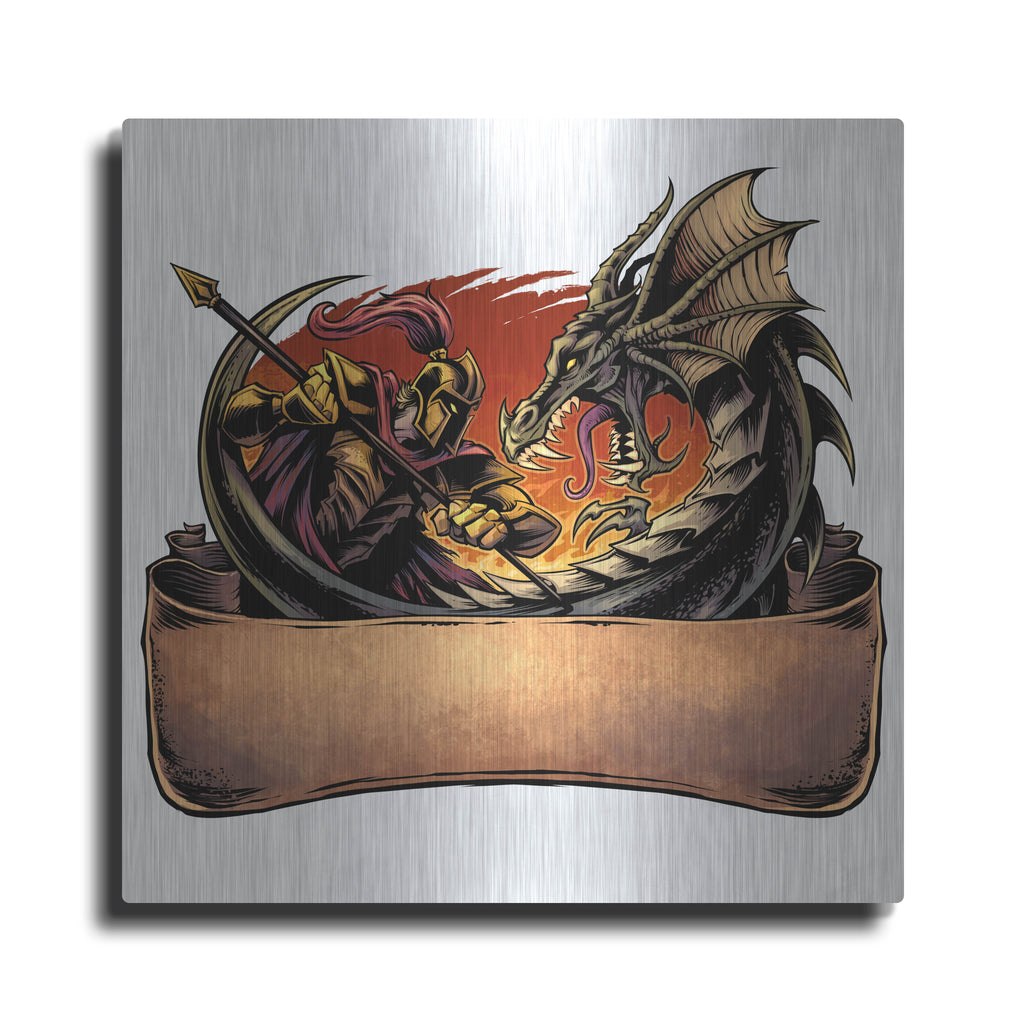 Luxe Metal Art 'Dragon and Knight' by Flyland Designs, Metal Wall Art