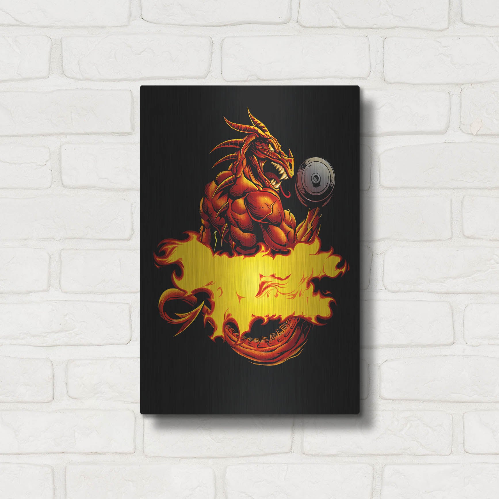 Luxe Metal Art 'Dragonfire Logo Fire' by Flyland Designs, Metal Wall Art,12x16