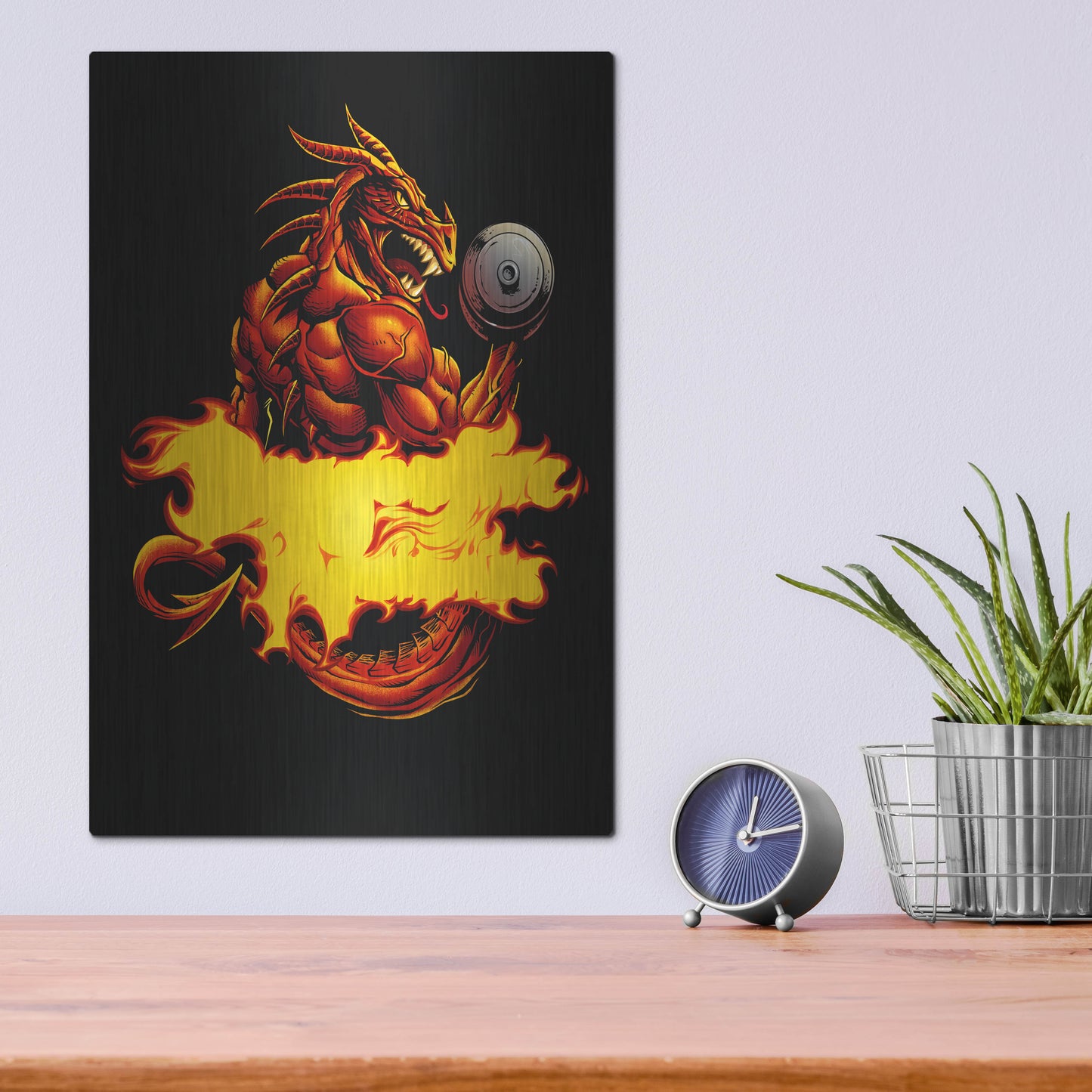 Luxe Metal Art 'Dragonfire Logo Fire' by Flyland Designs, Metal Wall Art,12x16