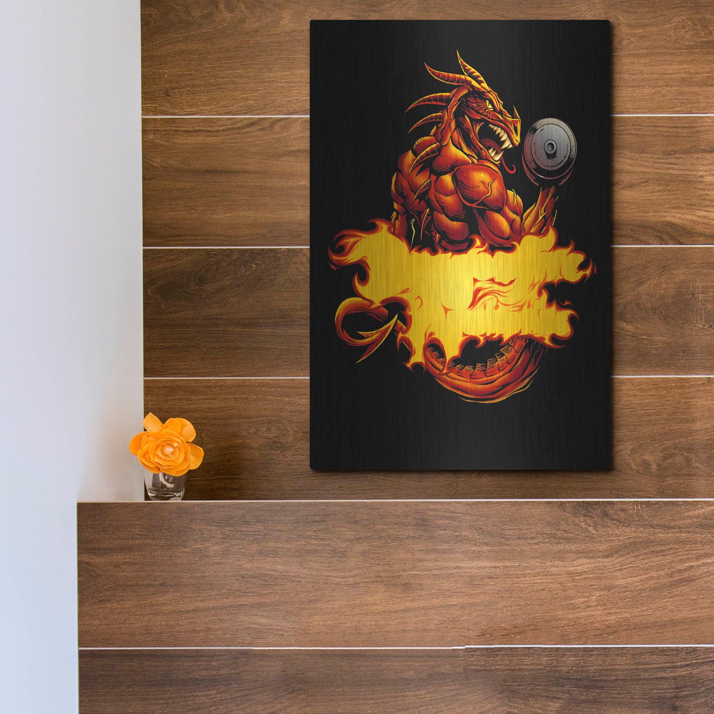 Luxe Metal Art 'Dragonfire Logo Fire' by Flyland Designs, Metal Wall Art,12x16