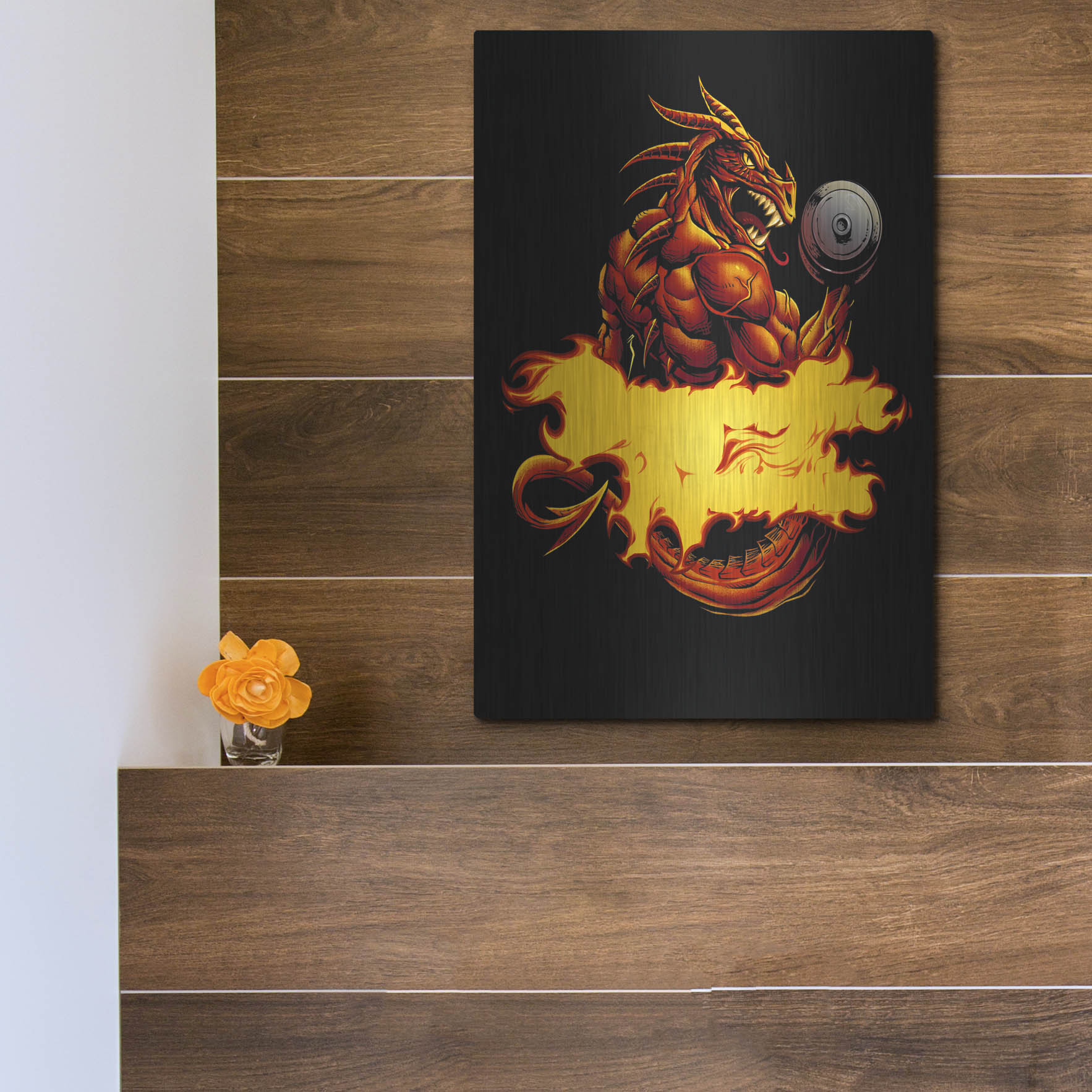 Luxe Metal Art 'Dragonfire Logo Fire' by Flyland Designs, Metal Wall Art,12x16