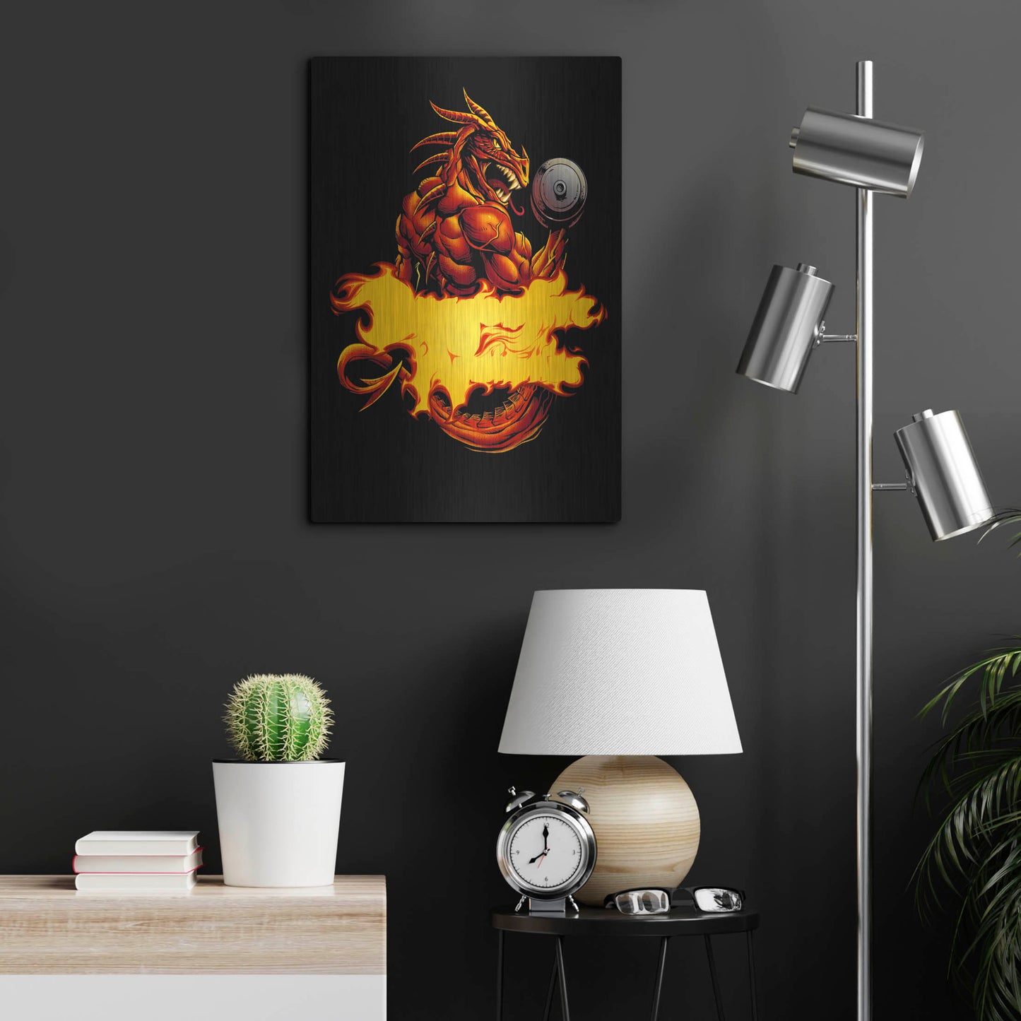 Luxe Metal Art 'Dragonfire Logo Fire' by Flyland Designs, Metal Wall Art,16x24