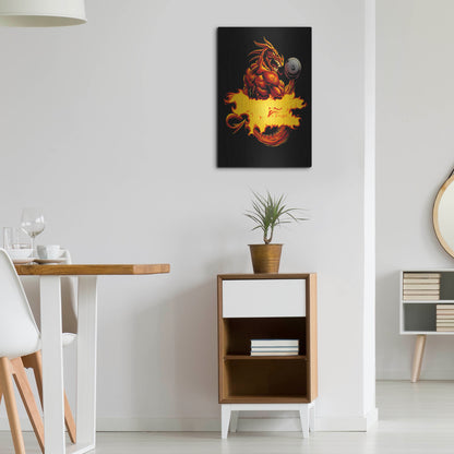 Luxe Metal Art 'Dragonfire Logo Fire' by Flyland Designs, Metal Wall Art,16x24
