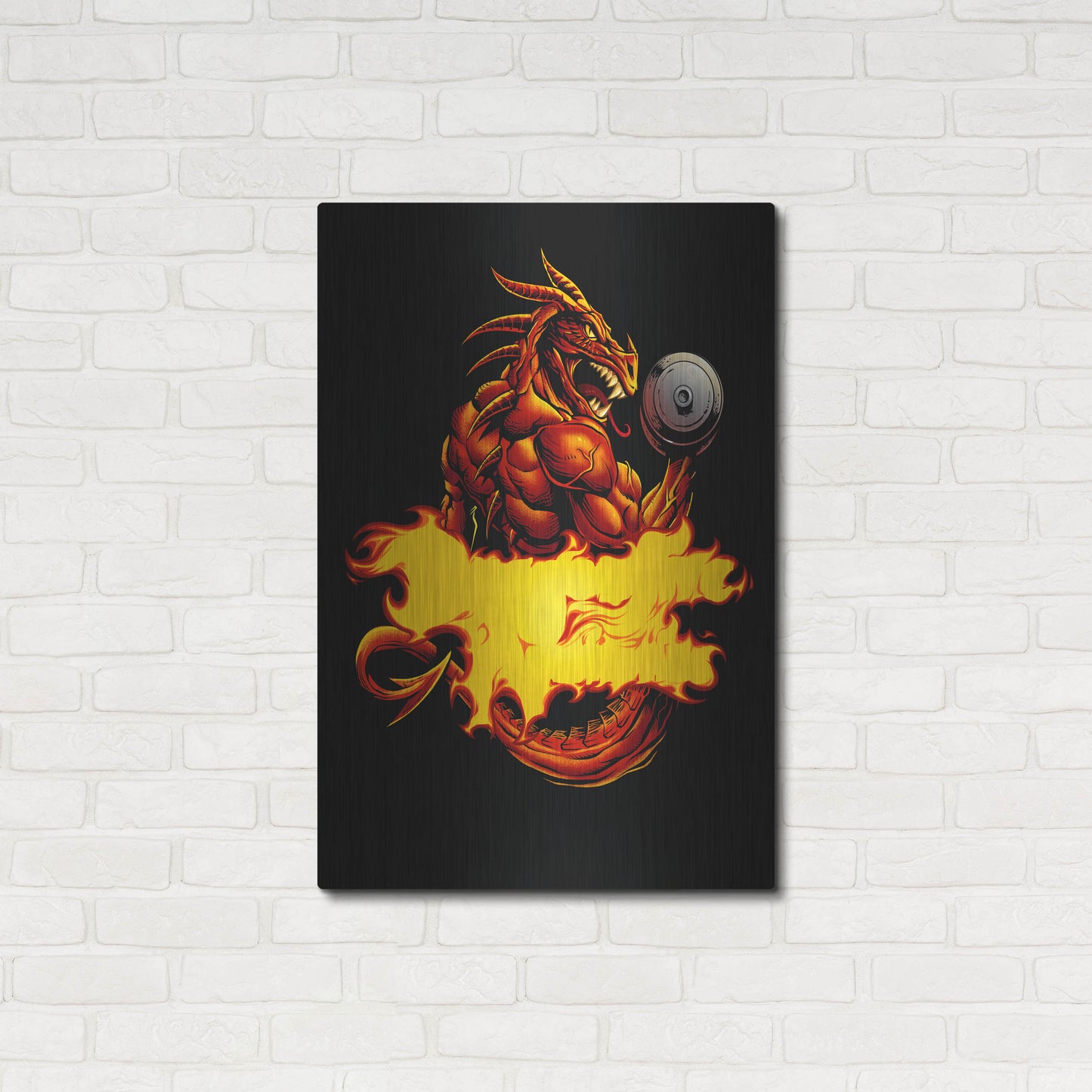 Luxe Metal Art 'Dragonfire Logo Fire' by Flyland Designs, Metal Wall Art,24x36