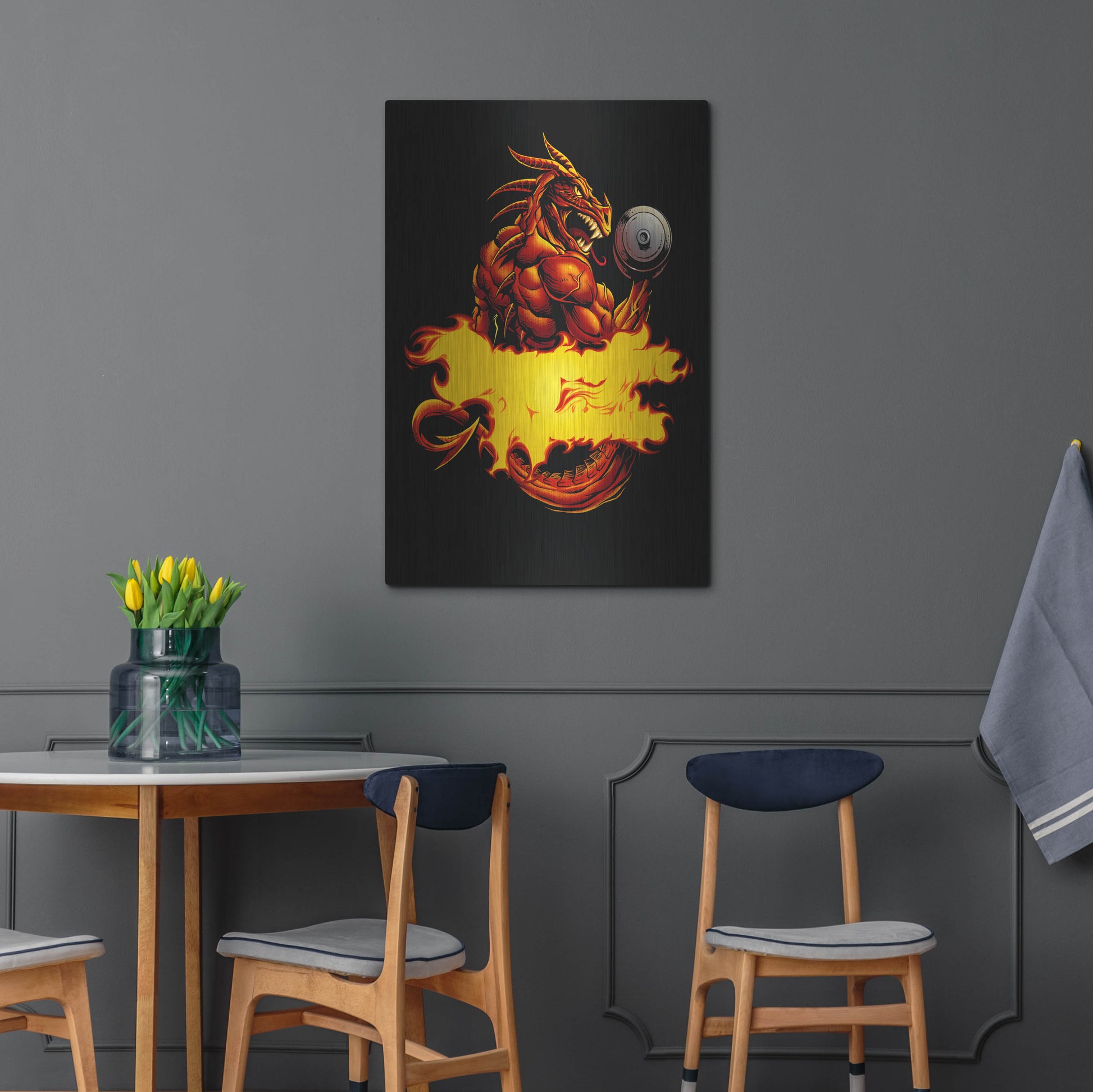 Luxe Metal Art 'Dragonfire Logo Fire' by Flyland Designs, Metal Wall Art,24x36