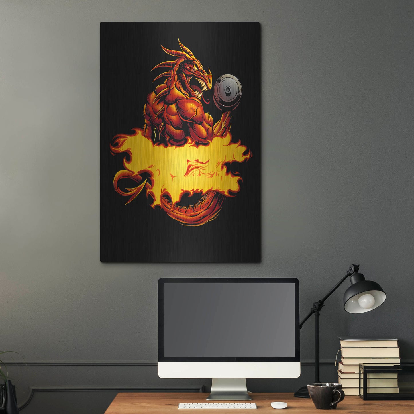 Luxe Metal Art 'Dragonfire Logo Fire' by Flyland Designs, Metal Wall Art,24x36