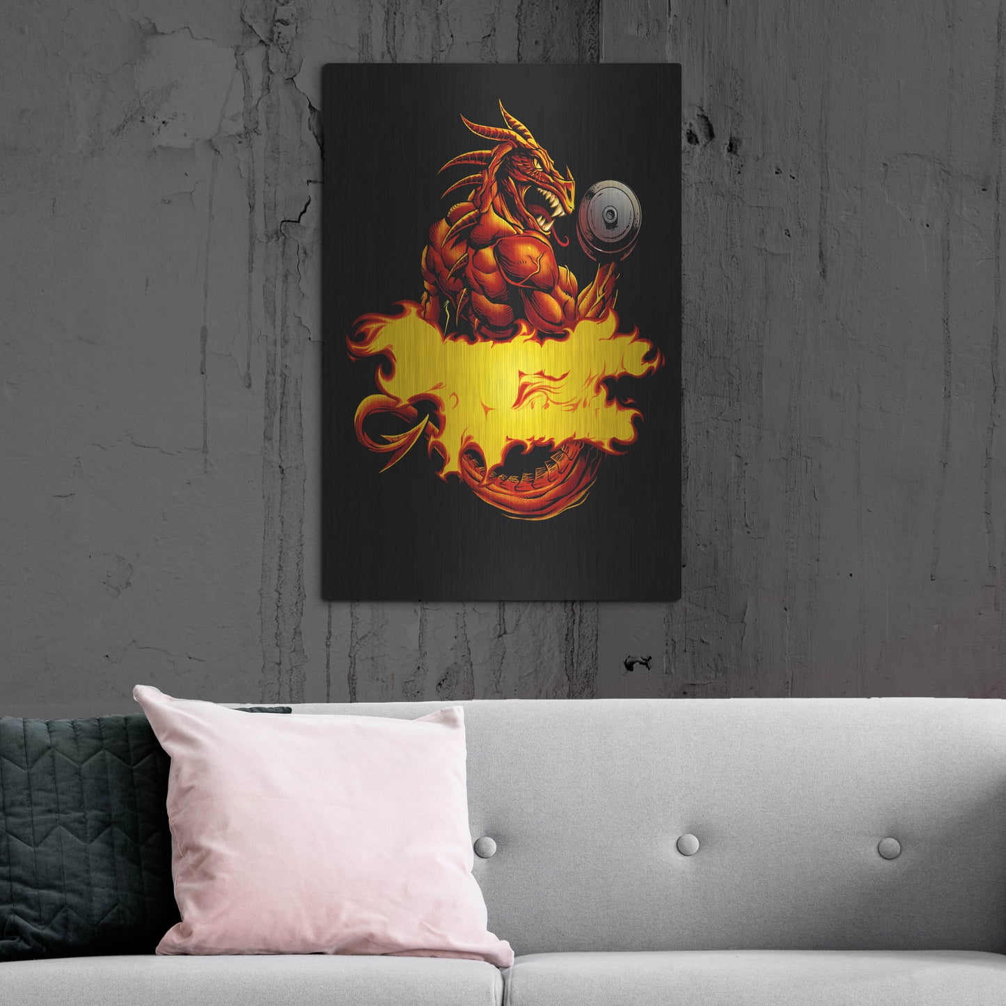 Luxe Metal Art 'Dragonfire Logo Fire' by Flyland Designs, Metal Wall Art,24x36