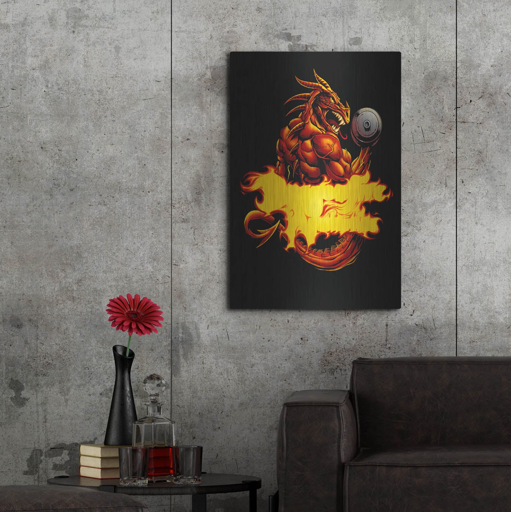 Luxe Metal Art 'Dragonfire Logo Fire' by Flyland Designs, Metal Wall Art,24x36