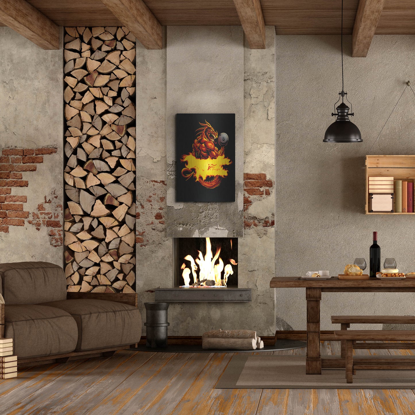 Luxe Metal Art 'Dragonfire Logo Fire' by Flyland Designs, Metal Wall Art,24x36