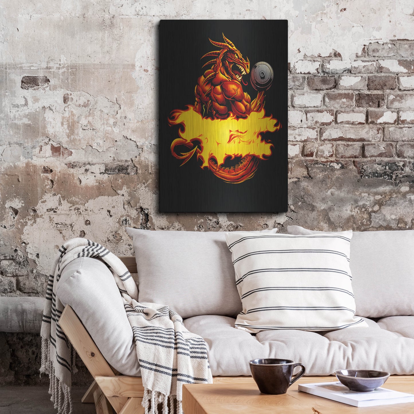 Luxe Metal Art 'Dragonfire Logo Fire' by Flyland Designs, Metal Wall Art,24x36