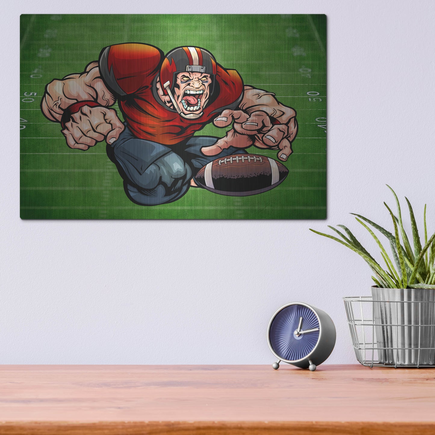 Luxe Metal Art 'Football Mascot 01' by Flyland Designs, Metal Wall Art,16x12