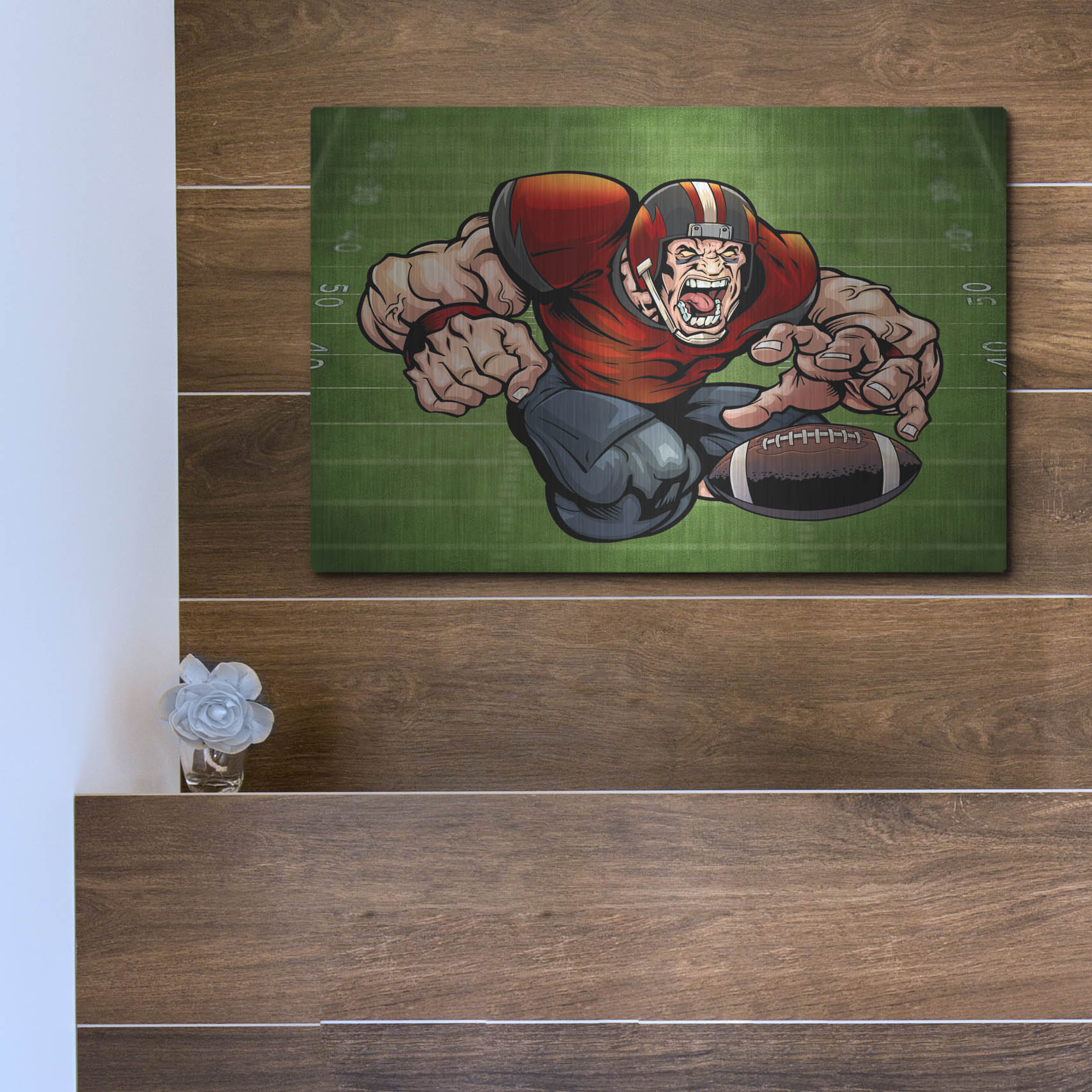 Luxe Metal Art 'Football Mascot 01' by Flyland Designs, Metal Wall Art,16x12