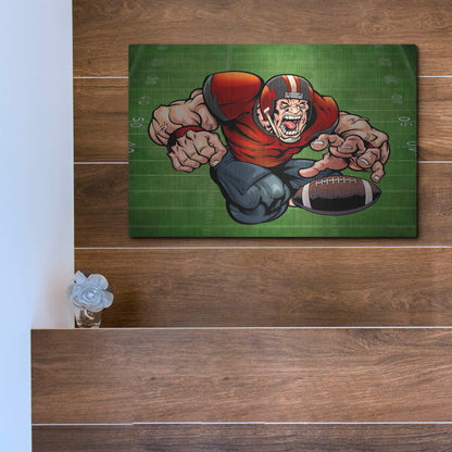 Luxe Metal Art 'Football Mascot 01' by Flyland Designs, Metal Wall Art,16x12