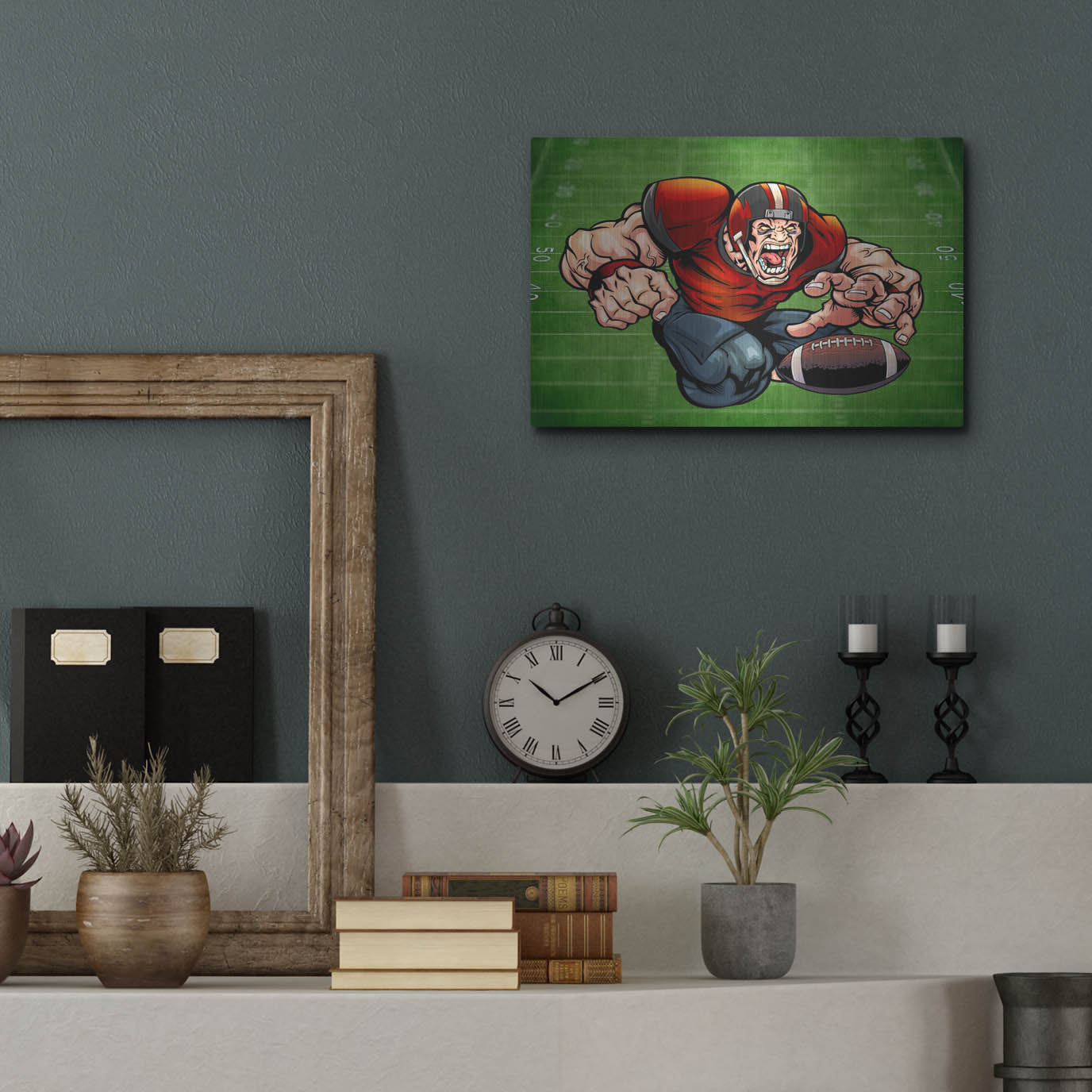 Luxe Metal Art 'Football Mascot 01' by Flyland Designs, Metal Wall Art,16x12