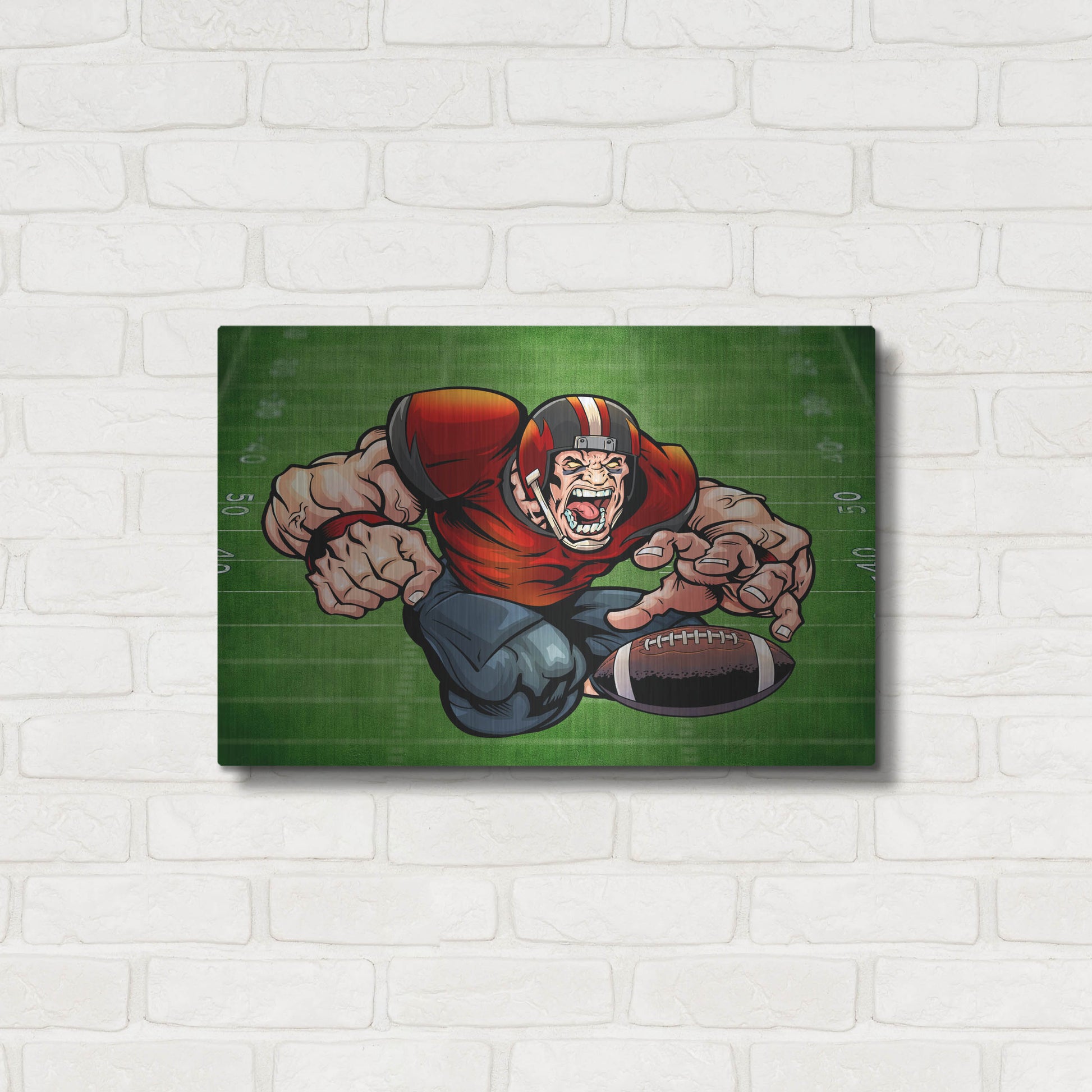 Luxe Metal Art 'Football Mascot 01' by Flyland Designs, Metal Wall Art,24x16