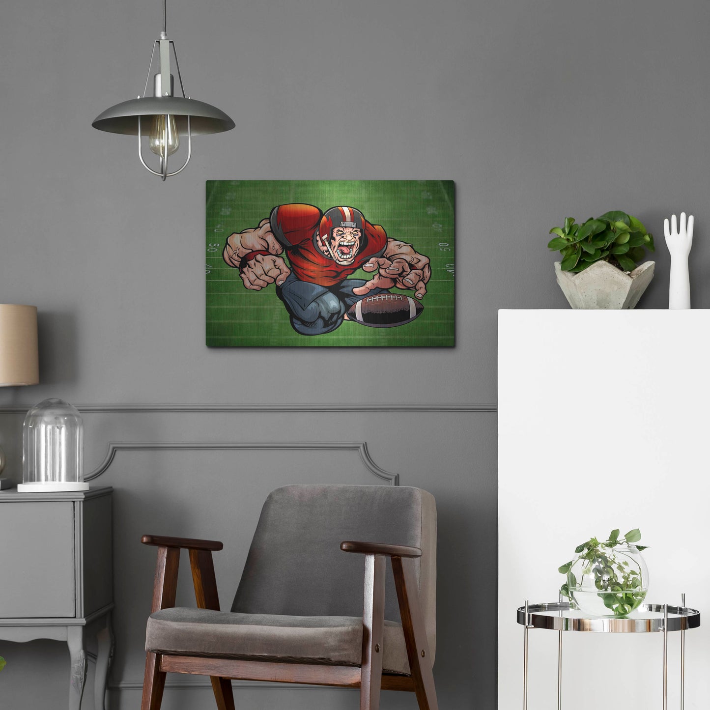 Luxe Metal Art 'Football Mascot 01' by Flyland Designs, Metal Wall Art,24x16