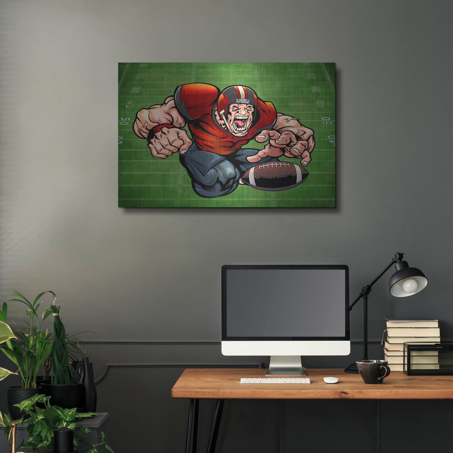 Luxe Metal Art 'Football Mascot 01' by Flyland Designs, Metal Wall Art,36x24