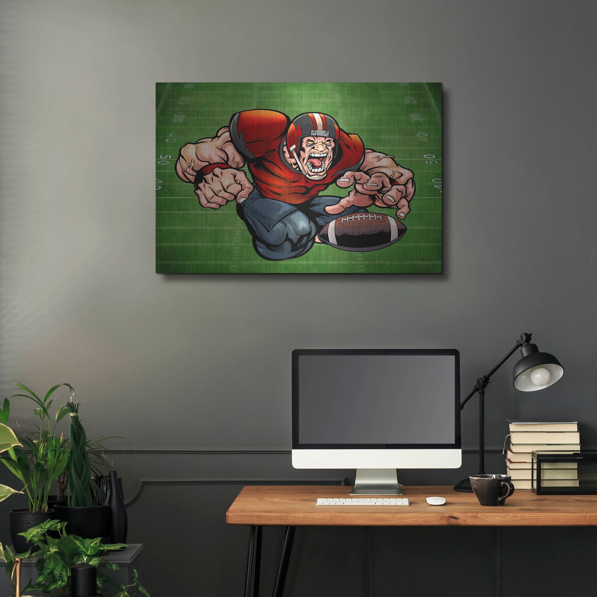 Luxe Metal Art 'Football Mascot 01' by Flyland Designs, Metal Wall Art,36x24