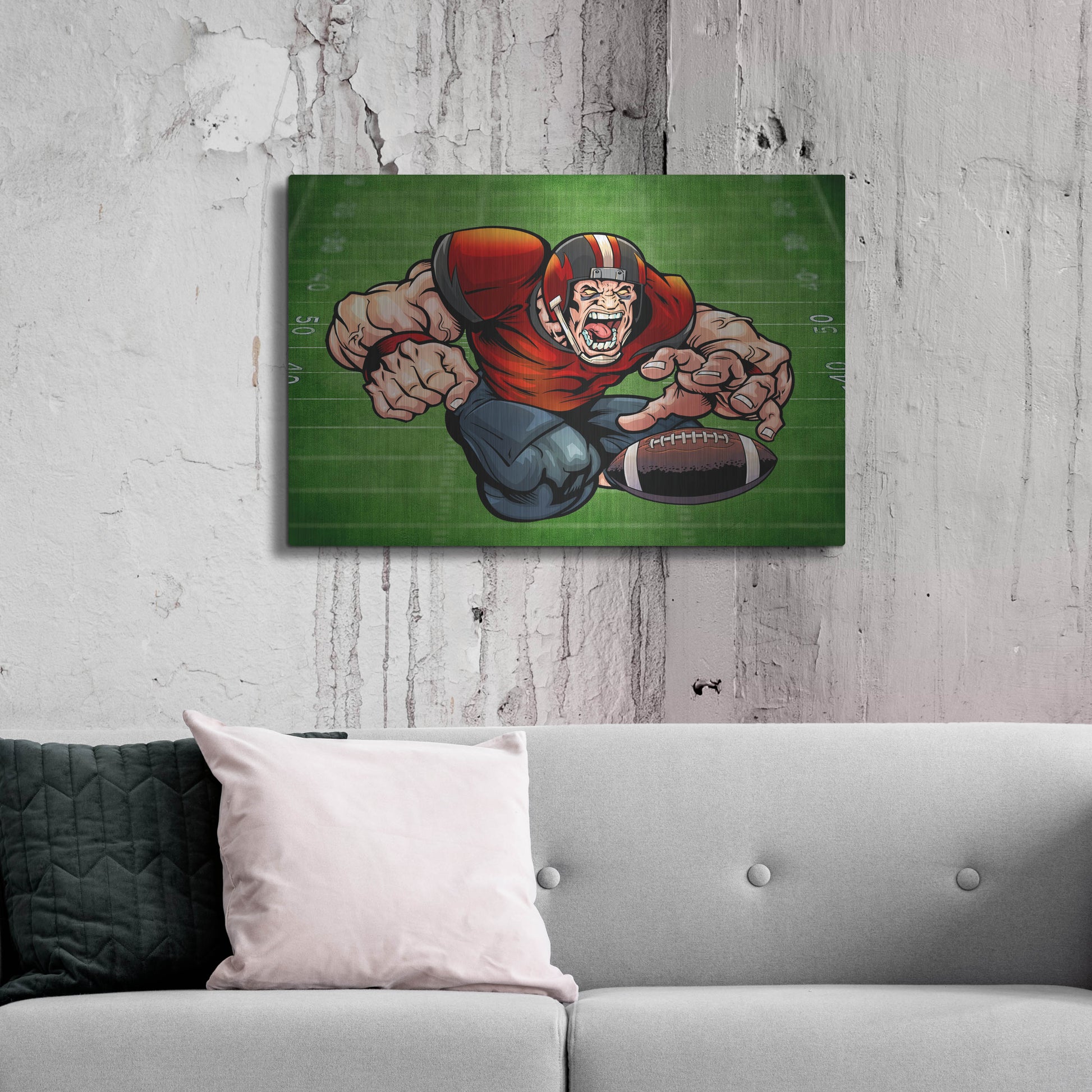 Luxe Metal Art 'Football Mascot 01' by Flyland Designs, Metal Wall Art,36x24