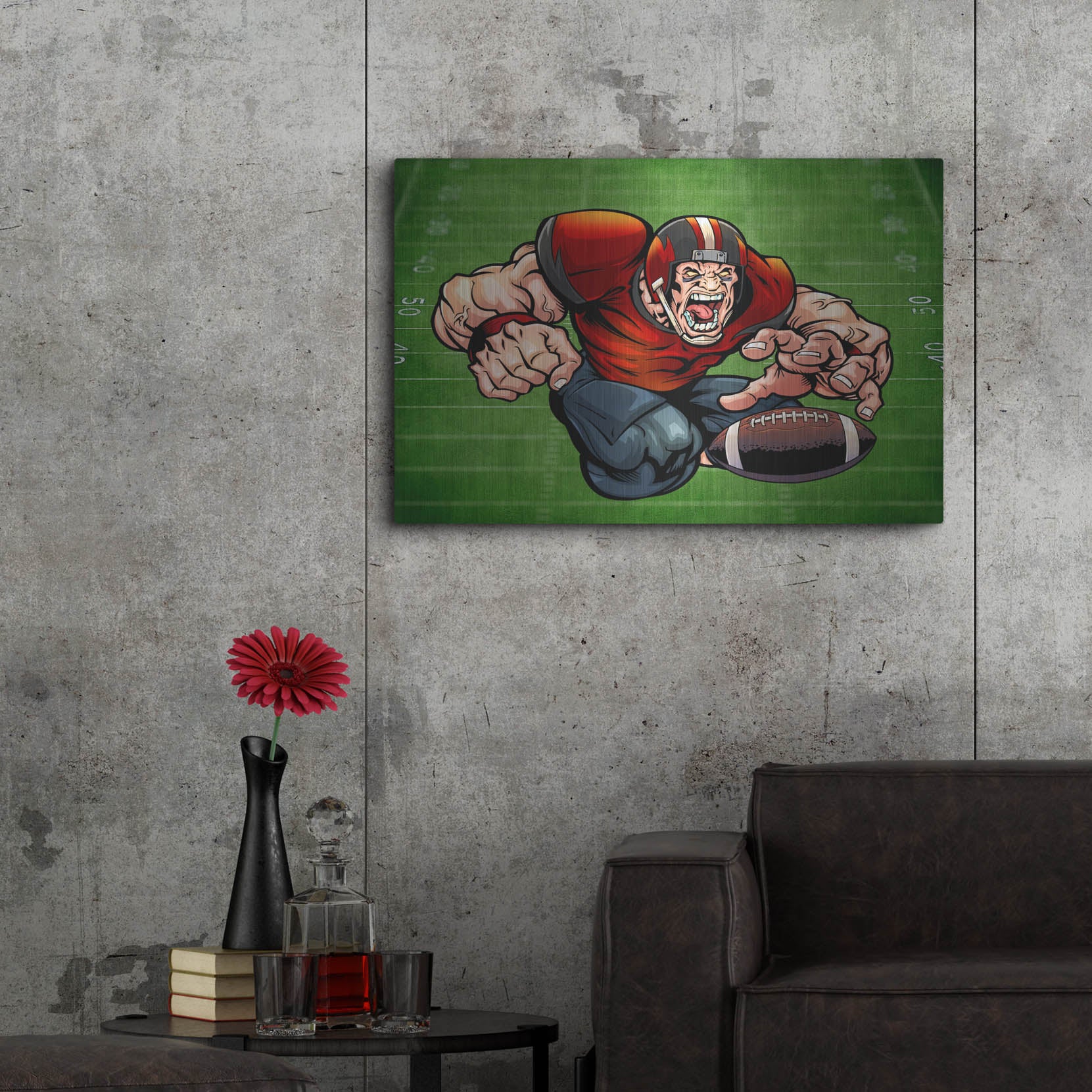 Luxe Metal Art 'Football Mascot 01' by Flyland Designs, Metal Wall Art,36x24