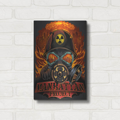 Luxe Metal Art 'Gas Mask Nuclear Explosion' by Flyland Designs, Metal Wall Art,12x16