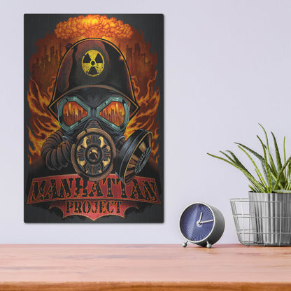 Luxe Metal Art 'Gas Mask Nuclear Explosion' by Flyland Designs, Metal Wall Art,12x16