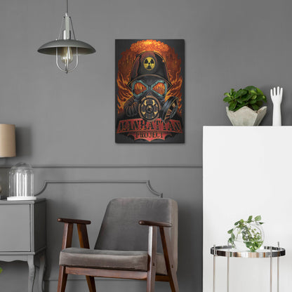 Luxe Metal Art 'Gas Mask Nuclear Explosion' by Flyland Designs, Metal Wall Art,16x24