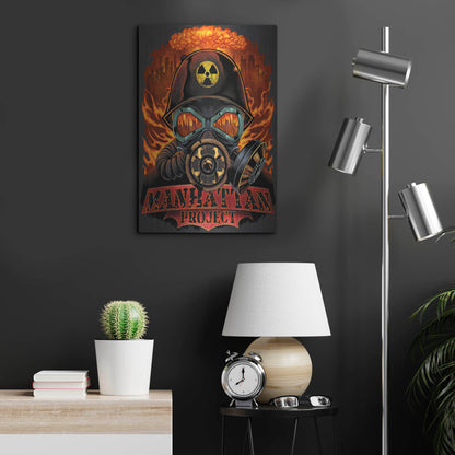 Luxe Metal Art 'Gas Mask Nuclear Explosion' by Flyland Designs, Metal Wall Art,16x24