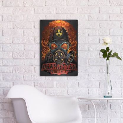 Luxe Metal Art 'Gas Mask Nuclear Explosion' by Flyland Designs, Metal Wall Art,16x24