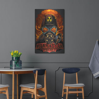 Luxe Metal Art 'Gas Mask Nuclear Explosion' by Flyland Designs, Metal Wall Art,24x36