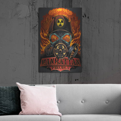 Luxe Metal Art 'Gas Mask Nuclear Explosion' by Flyland Designs, Metal Wall Art,24x36