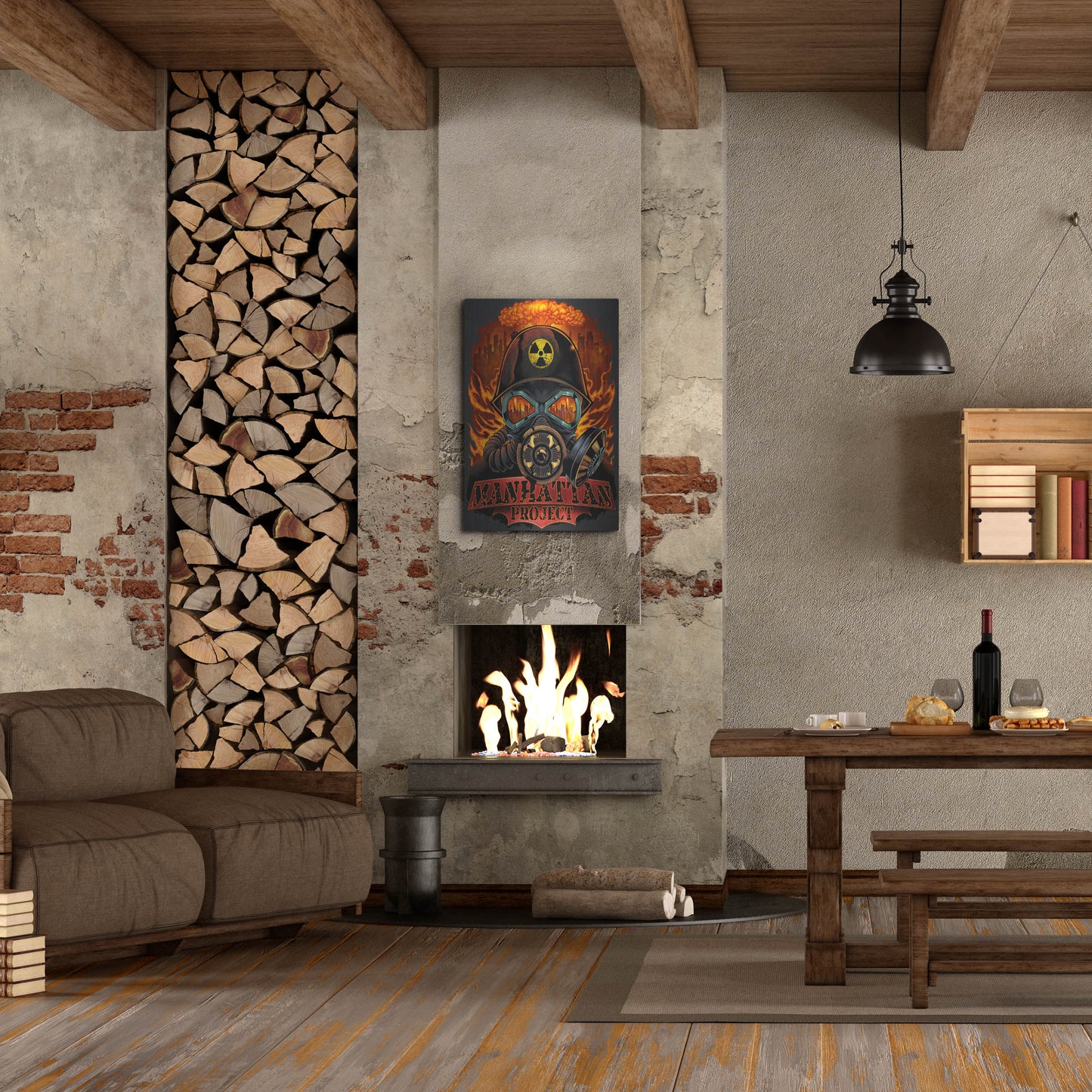 Luxe Metal Art 'Gas Mask Nuclear Explosion' by Flyland Designs, Metal Wall Art,24x36