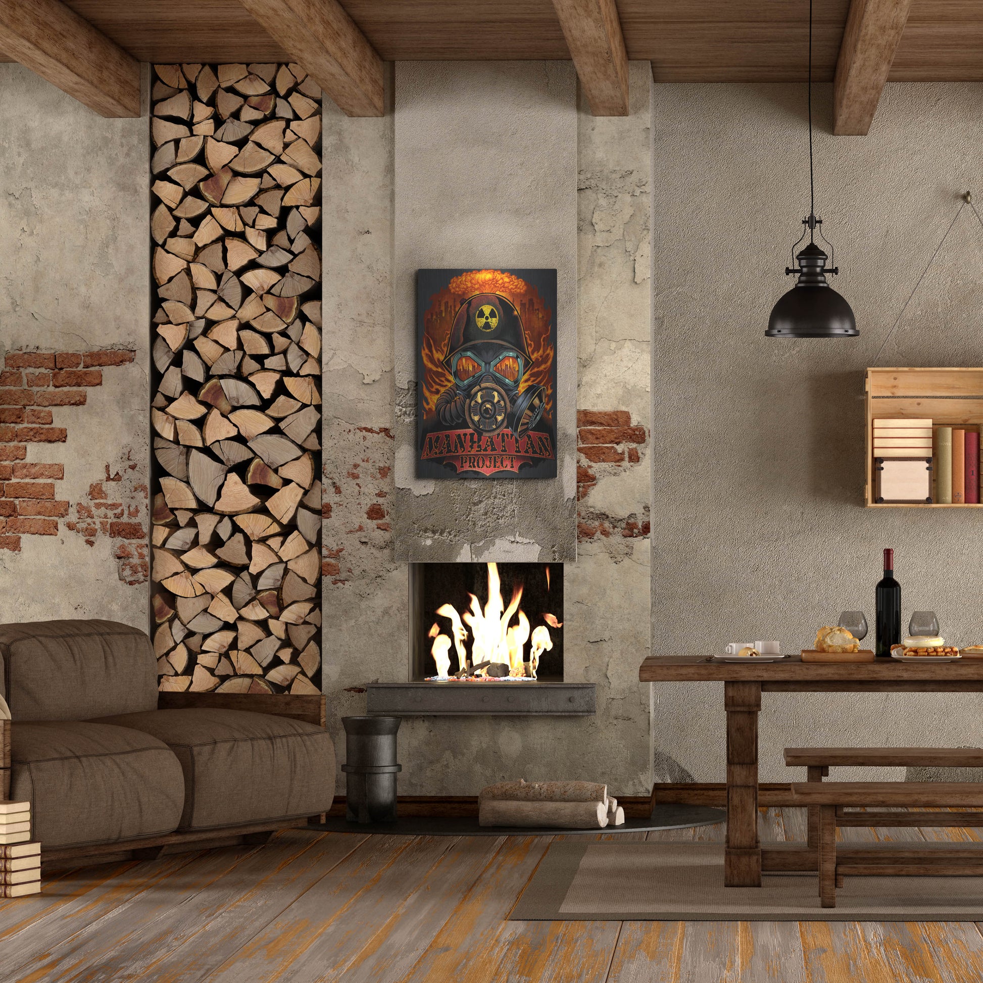 Luxe Metal Art 'Gas Mask Nuclear Explosion' by Flyland Designs, Metal Wall Art,24x36