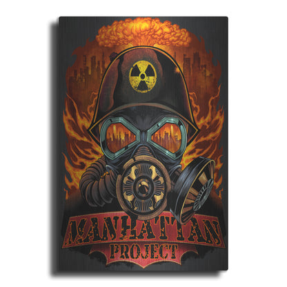 Luxe Metal Art 'Gas Mask Nuclear Explosion' by Flyland Designs, Metal Wall Art