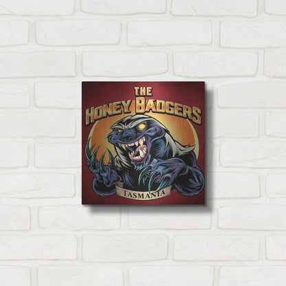 Luxe Metal Art 'Honey Badger Logo Design Green' by Flyland Designs, Metal Wall Art,12x12