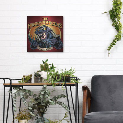 Luxe Metal Art 'Honey Badger Logo Design Green' by Flyland Designs, Metal Wall Art,12x12