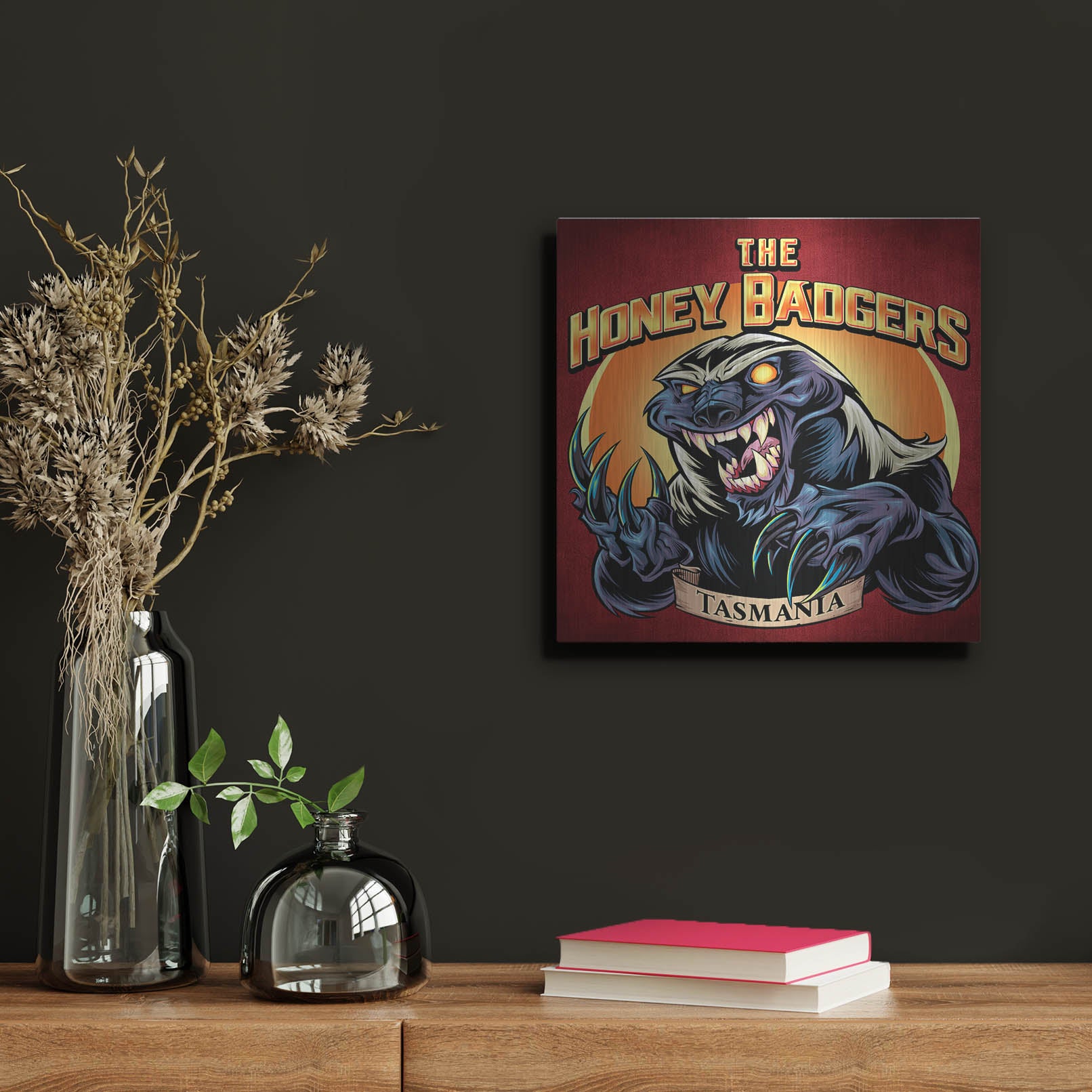 Luxe Metal Art 'Honey Badger Logo Design Green' by Flyland Designs, Metal Wall Art,12x12