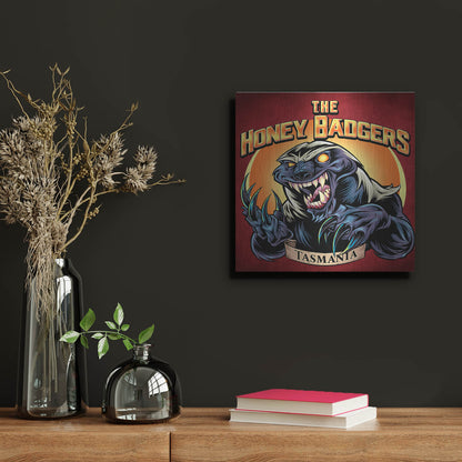 Luxe Metal Art 'Honey Badger Logo Design Green' by Flyland Designs, Metal Wall Art,12x12