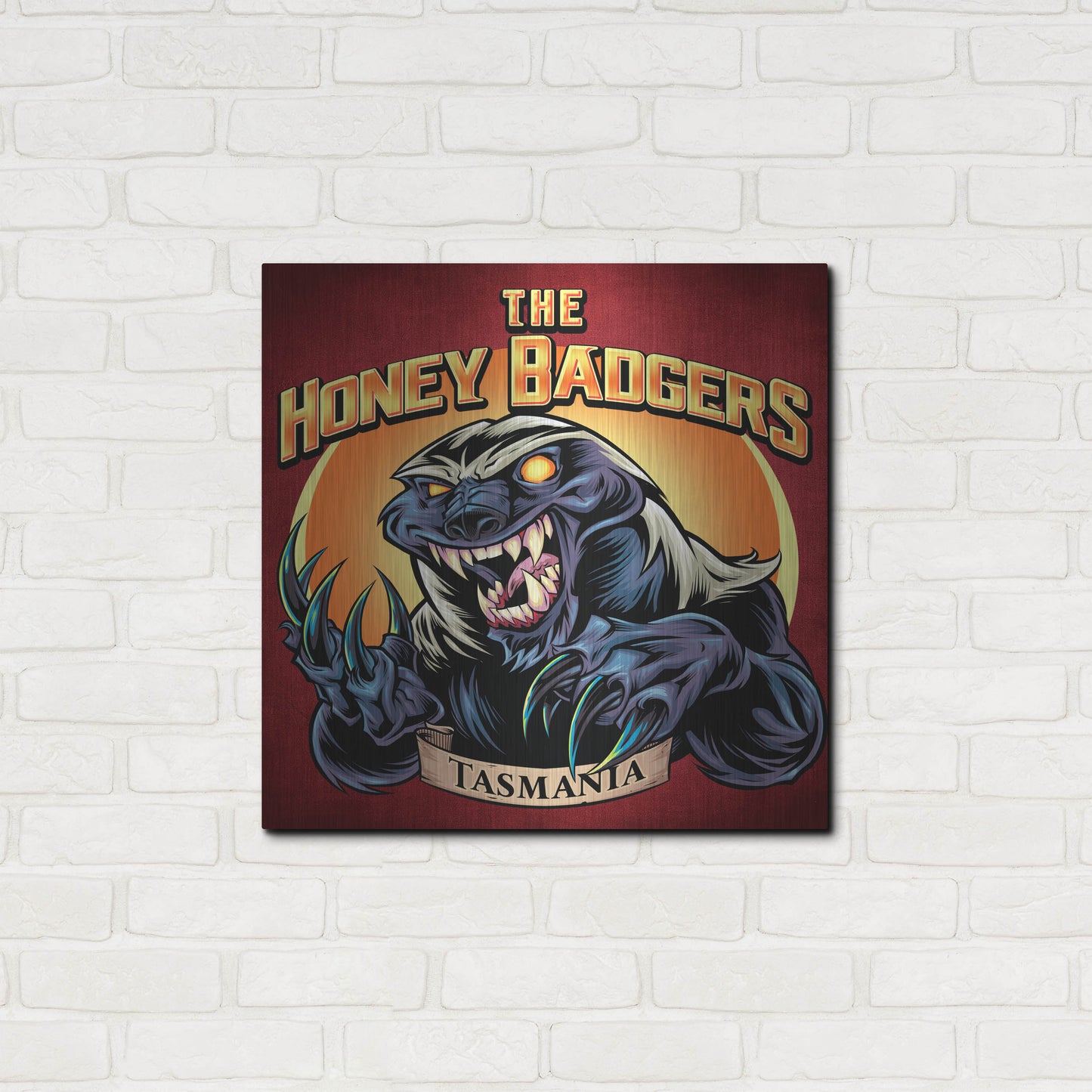 Luxe Metal Art 'Honey Badger Logo Design Green' by Flyland Designs, Metal Wall Art,24x24