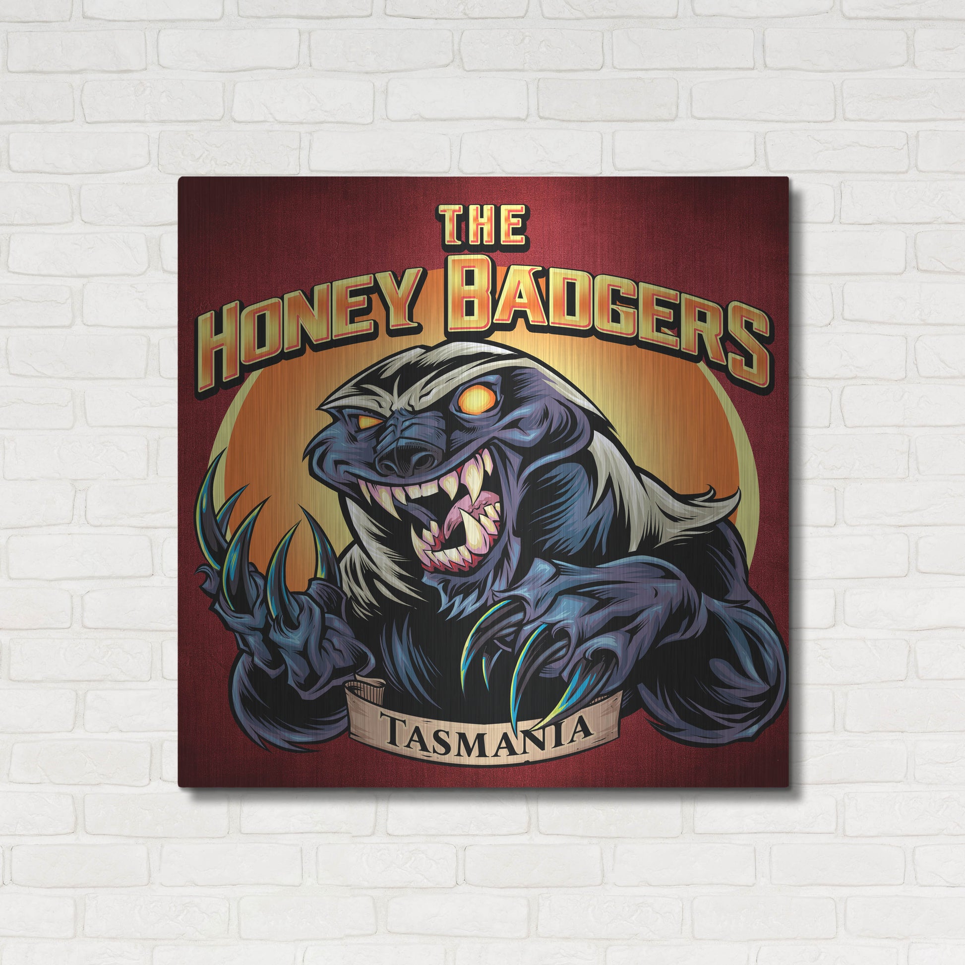 Luxe Metal Art 'Honey Badger Logo Design Green' by Flyland Designs, Metal Wall Art,36x36