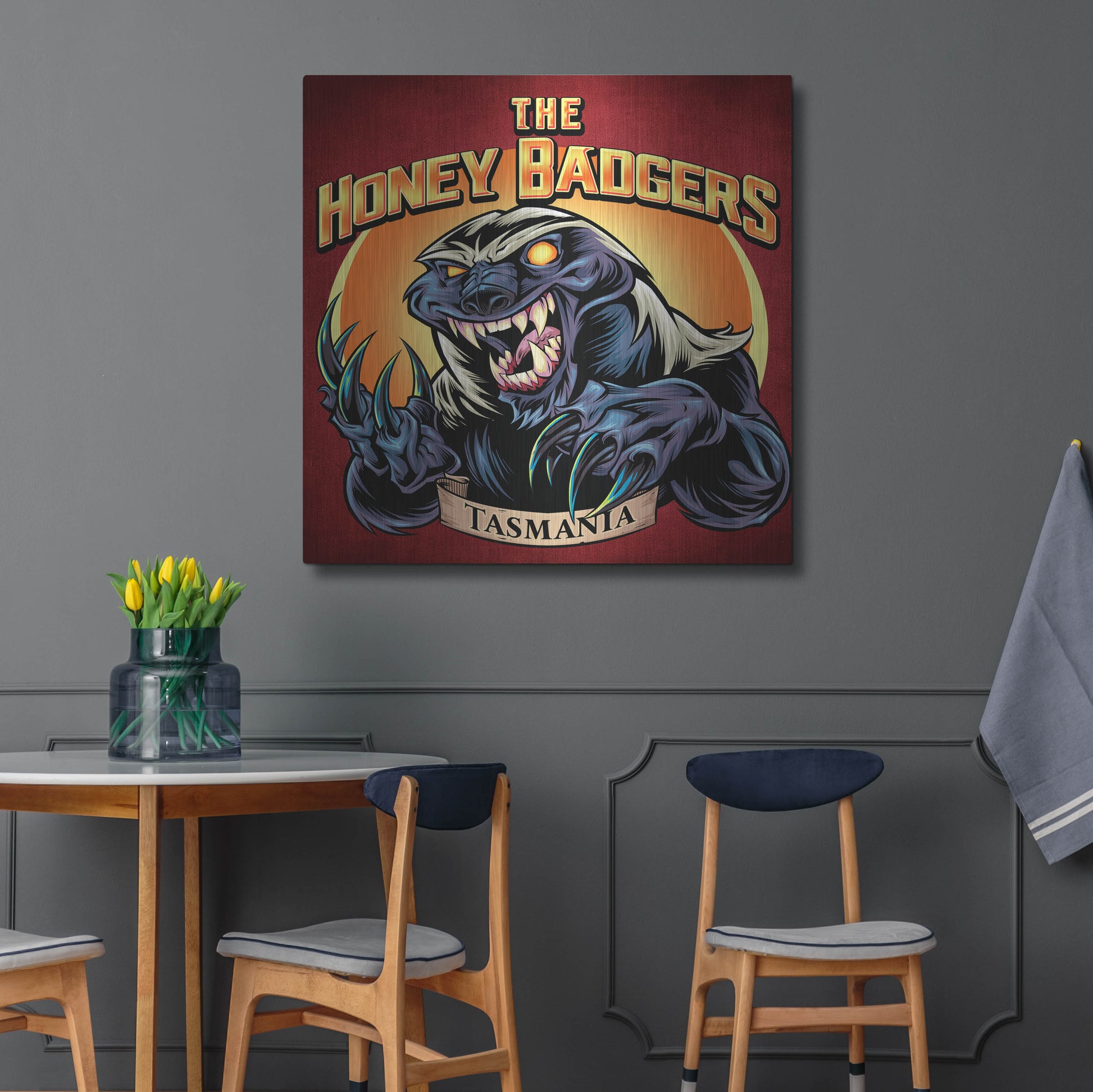 Luxe Metal Art 'Honey Badger Logo Design Green' by Flyland Designs, Metal Wall Art,36x36