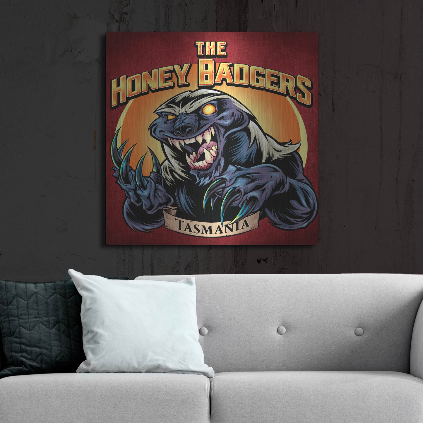Luxe Metal Art 'Honey Badger Logo Design Green' by Flyland Designs, Metal Wall Art,36x36