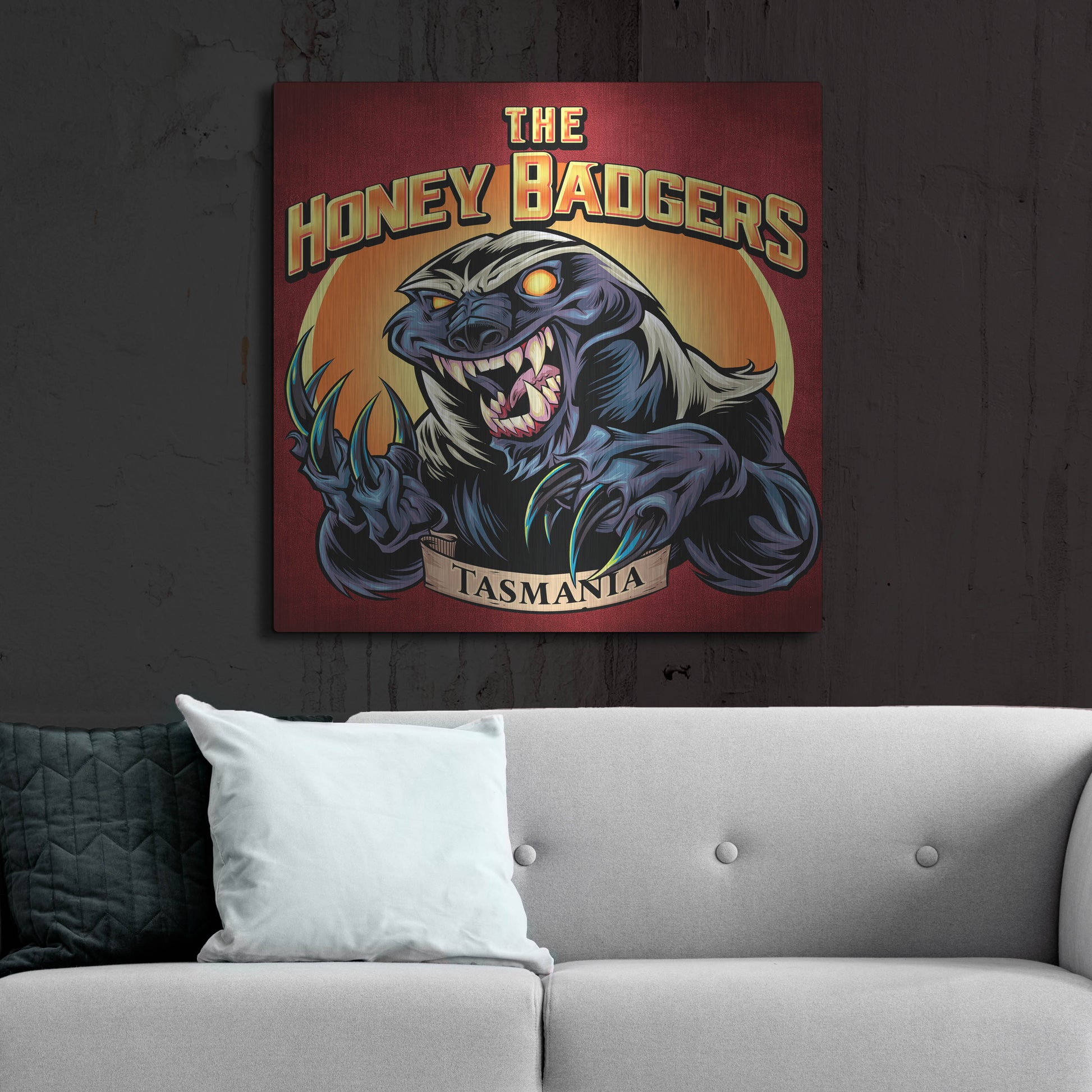 Luxe Metal Art 'Honey Badger Logo Design Green' by Flyland Designs, Metal Wall Art,36x36