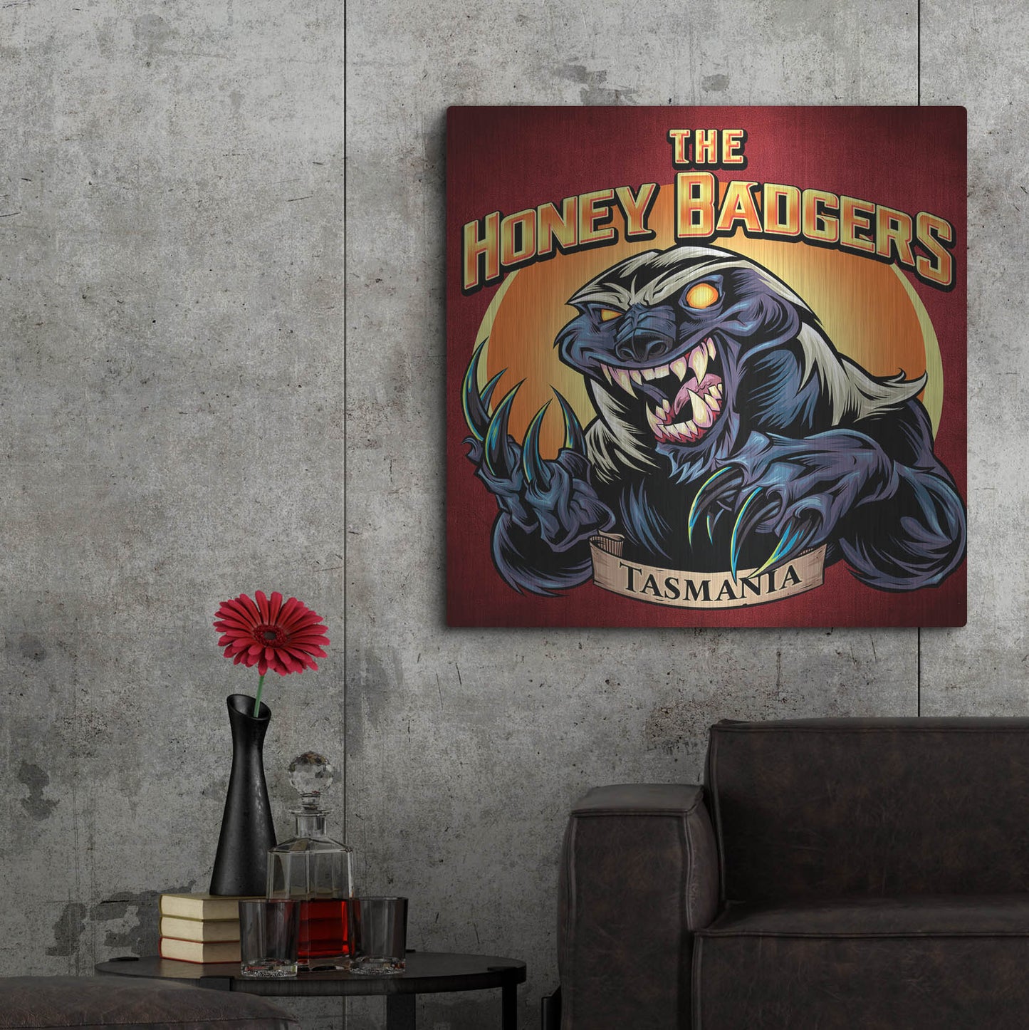 Luxe Metal Art 'Honey Badger Logo Design Green' by Flyland Designs, Metal Wall Art,36x36