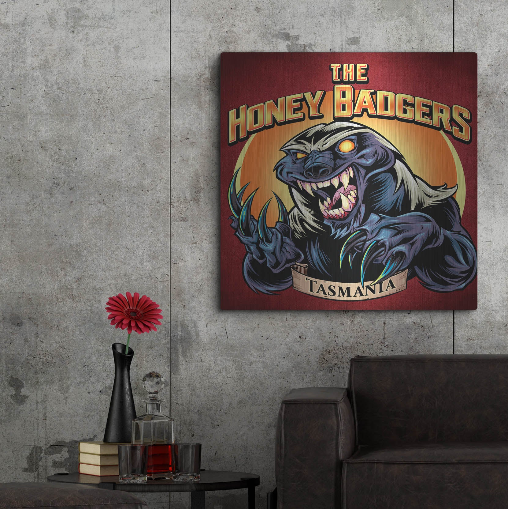 Luxe Metal Art 'Honey Badger Logo Design Green' by Flyland Designs, Metal Wall Art,36x36
